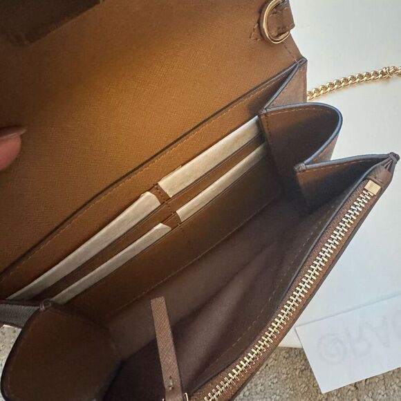 $348 Tory Burch Emerson Chain Wallet Leather Cross Body Bag (Moose)m11 - Picture 4 of 7